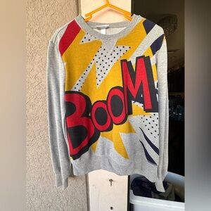 Phillip Lim Boom Sweatshirt Womens Medium M Long Sleeve All Over Print Gray